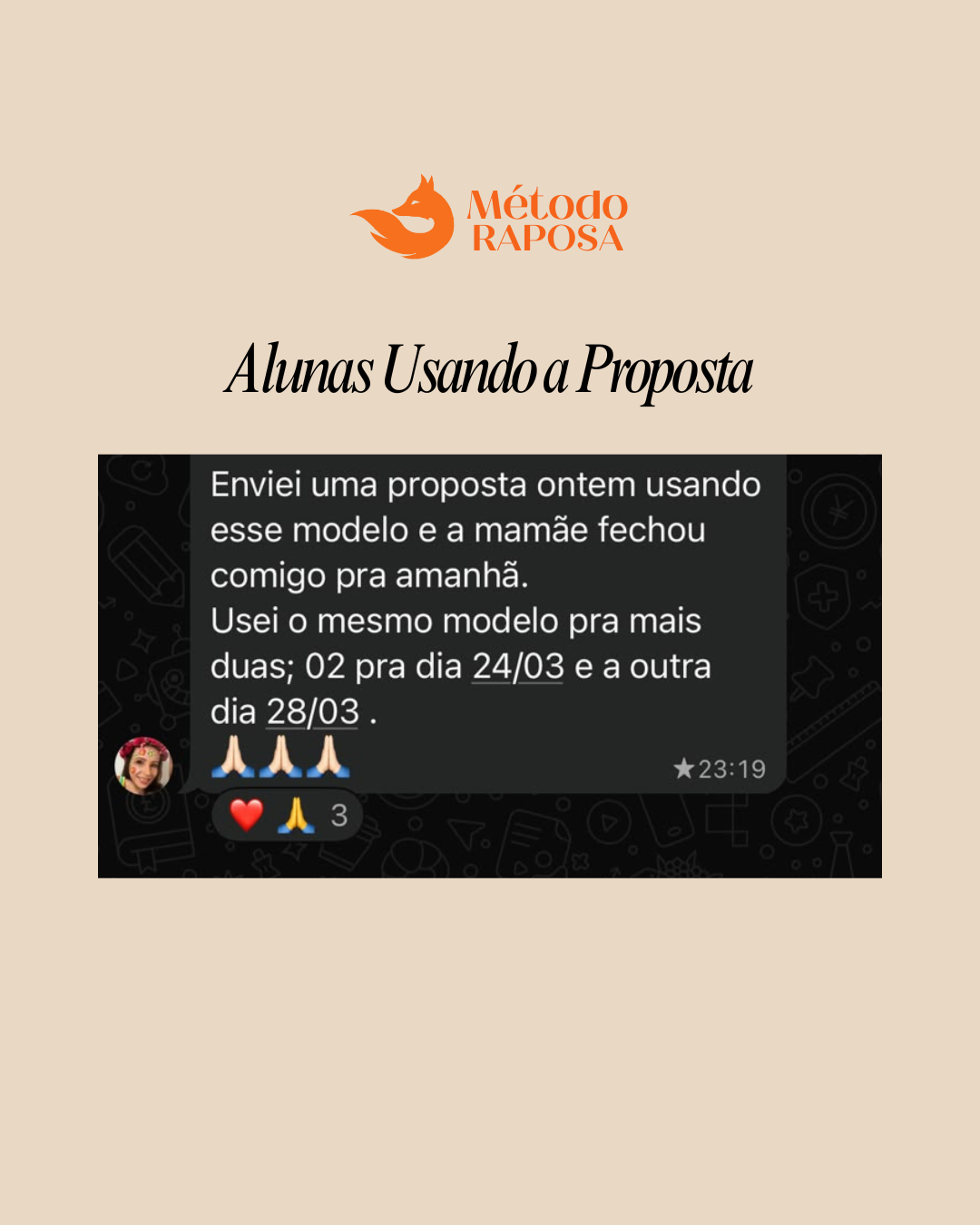 Depoimento de aluna usando o modelo de proposta do curso