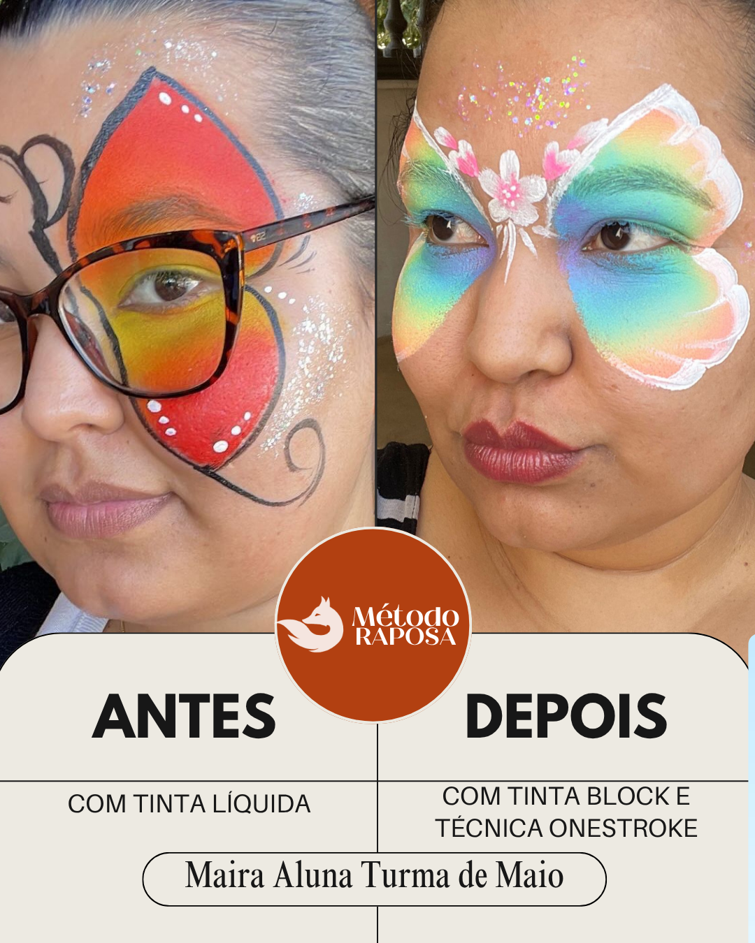 Antes e depois da aluna Maira