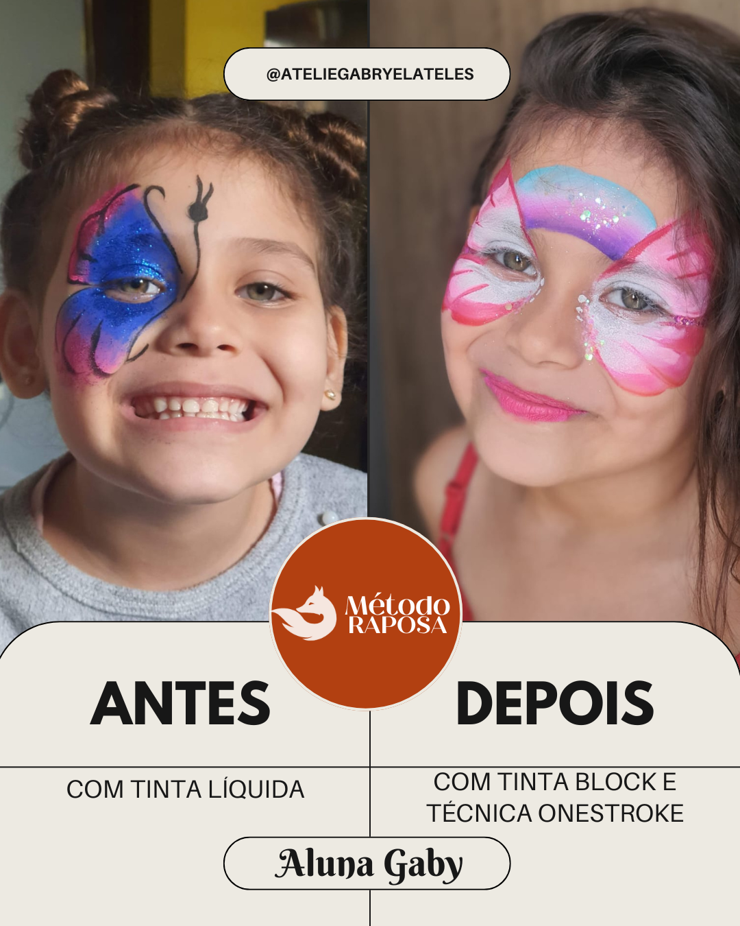Antes e depois da aluna Gaby