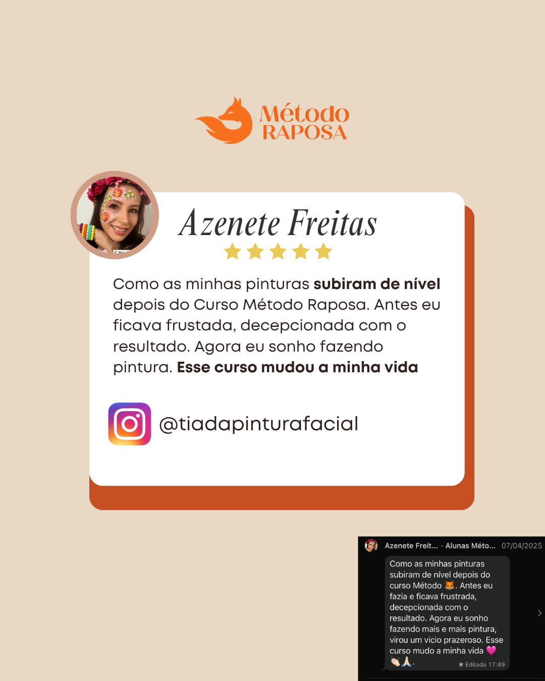 Depoimento da aluna Azenete sobre a evolução das pinturas