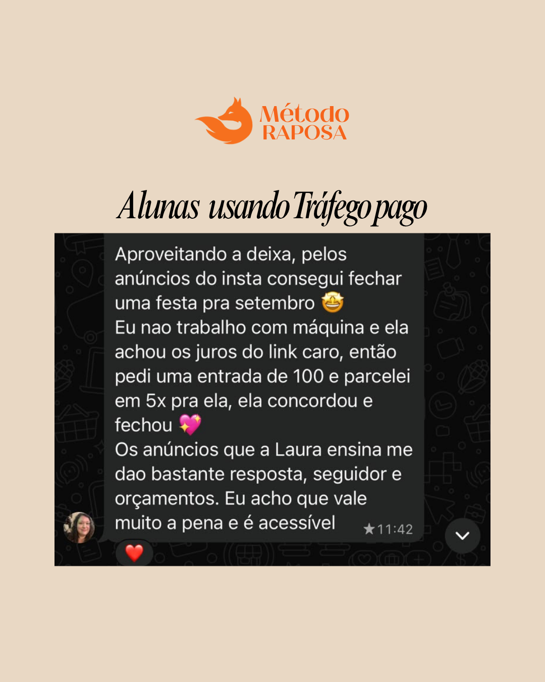 Depoimento da aluna Graziela sobre resultados com anúncios pagos